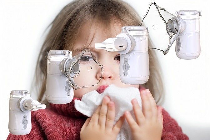 Vibrating Mesh Inhaler Rate Lebih Besar Kabut Padat Tidak ada penyumbatan Otomatis Matikan / Indikator Baterai Rendah